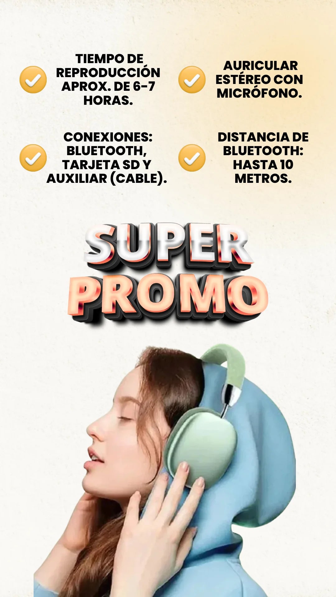 🎧 Audífonos Bluetooth Premium – Sonido Envolvente y Comodidad Total