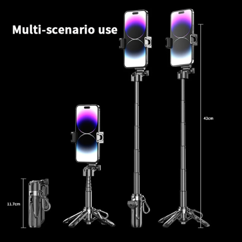 📸 Trípode Selfie Pro 4 en 1 con Luz LED El set 4 en 1 que lo tiene todo para creadores de contenido.