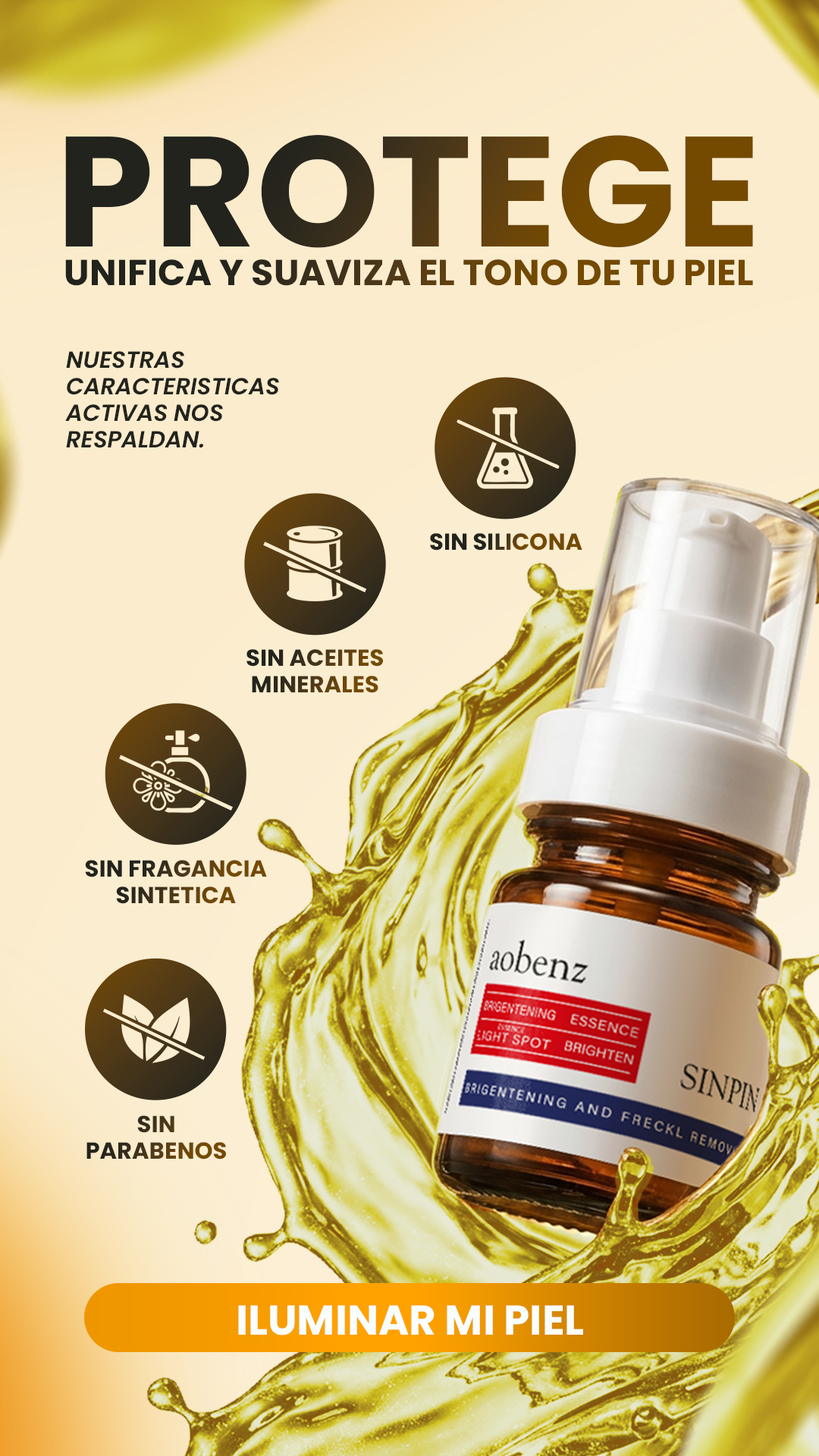 Serum Facial Aobenz con Vitamina C| Elimina Melasma, Aclara Pecas y Manchas Oscuras