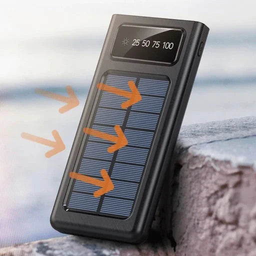🔋CARGADOR PORTATIL 4 EN 1 CON PANEL SOLAR 20000mAh + LINTERNA🌞| OFERTA