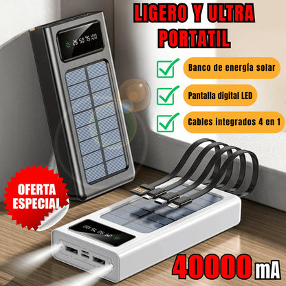 🔋CARGADOR PORTATIL 4 EN 1 CON PANEL SOLAR 20000mAh + LINTERNA🌞| OFERTA