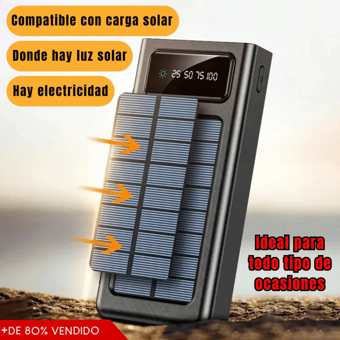 🔋CARGADOR PORTATIL 4 EN 1 CON PANEL SOLAR 20000mAh + LINTERNA🌞| OFERTA