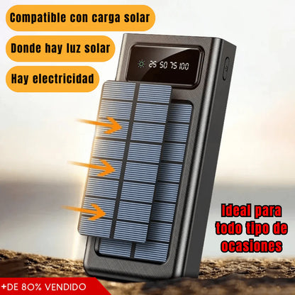 🔋CARGADOR PORTATIL 4 EN 1 CON PANEL SOLAR 20000mAh + LINTERNA🌞| OFERTA