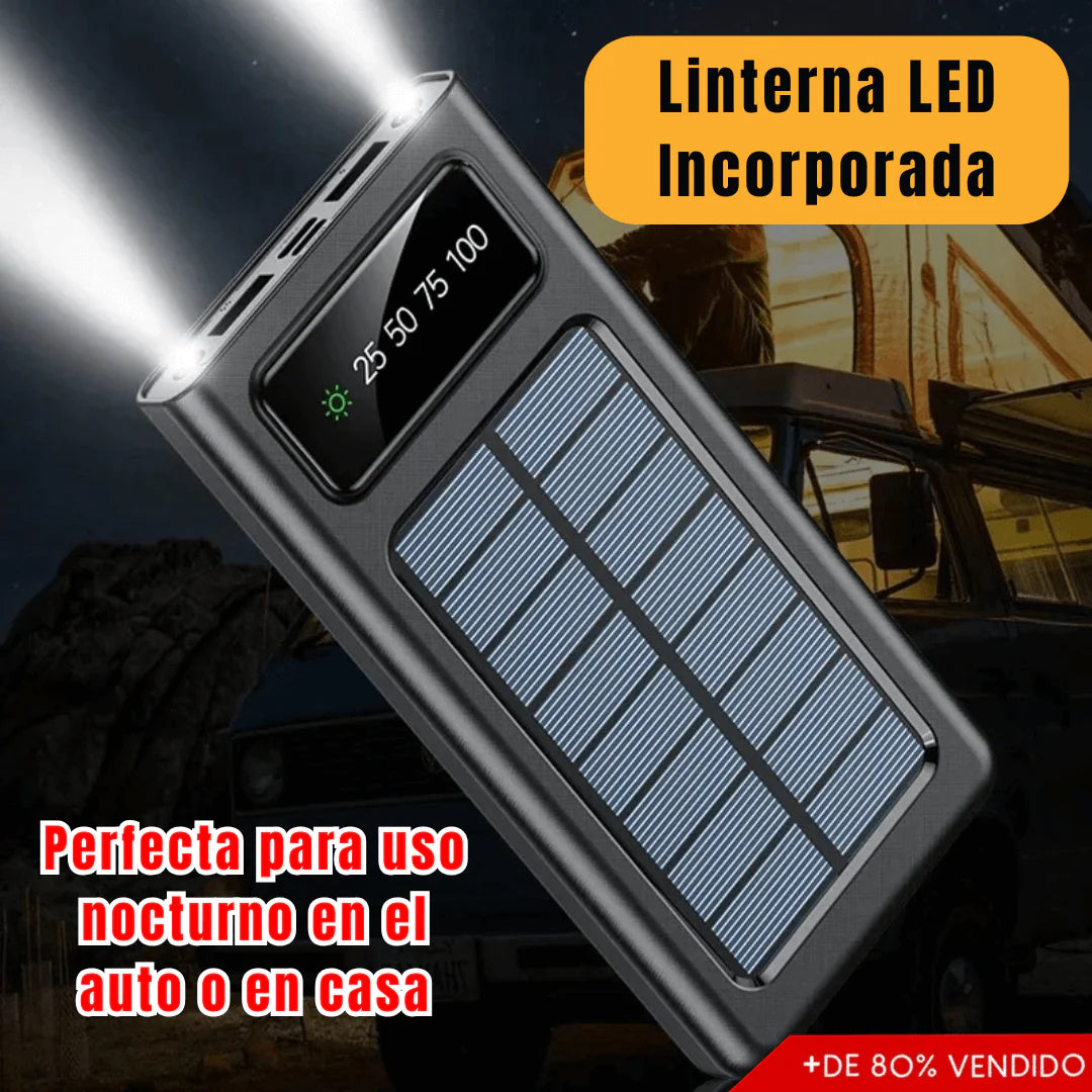🔋CARGADOR PORTATIL 4 EN 1 CON PANEL SOLAR 20000mAh + LINTERNA🌞| OFERTA