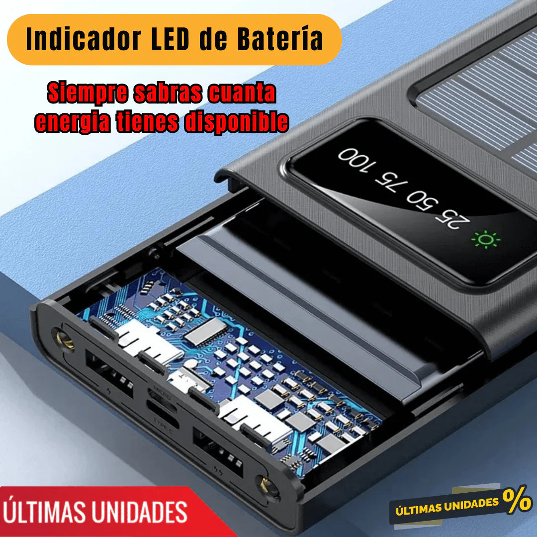🔋CARGADOR PORTATIL 4 EN 1 CON PANEL SOLAR 20000mAh + LINTERNA🌞| OFERTA