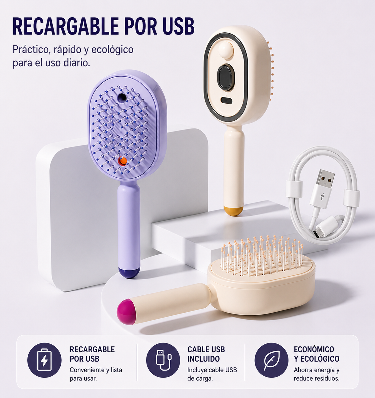 Cepillo anti-nudos y anti-frizz