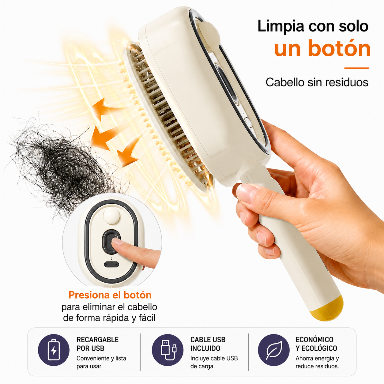 Cepillo anti-nudos y anti-frizz