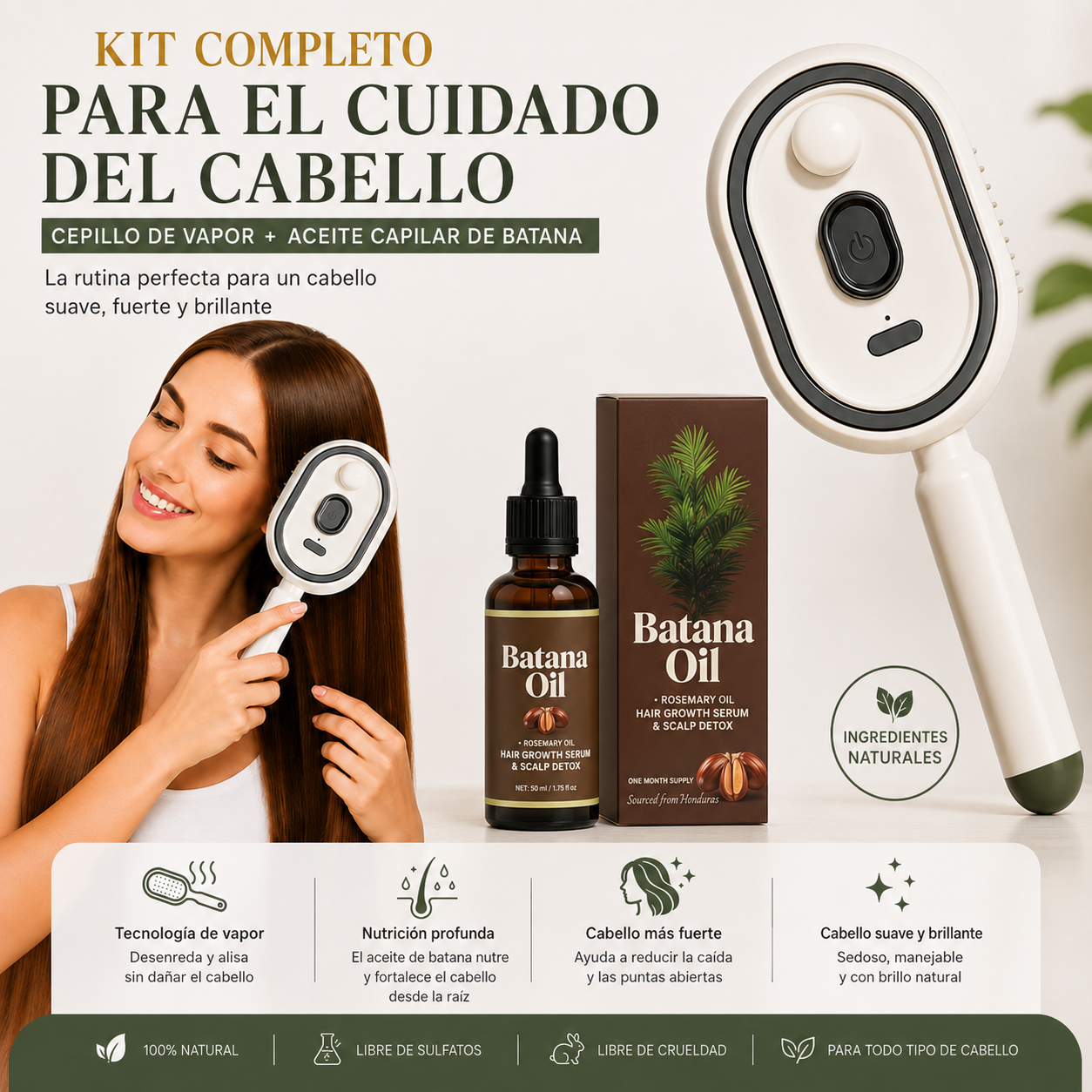 Cepillo anti-nudos y anti-frizz