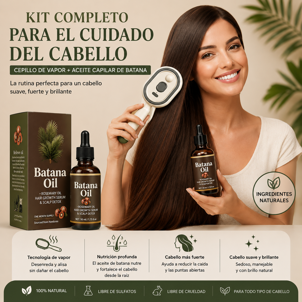 Cepillo anti-nudos y anti-frizz
