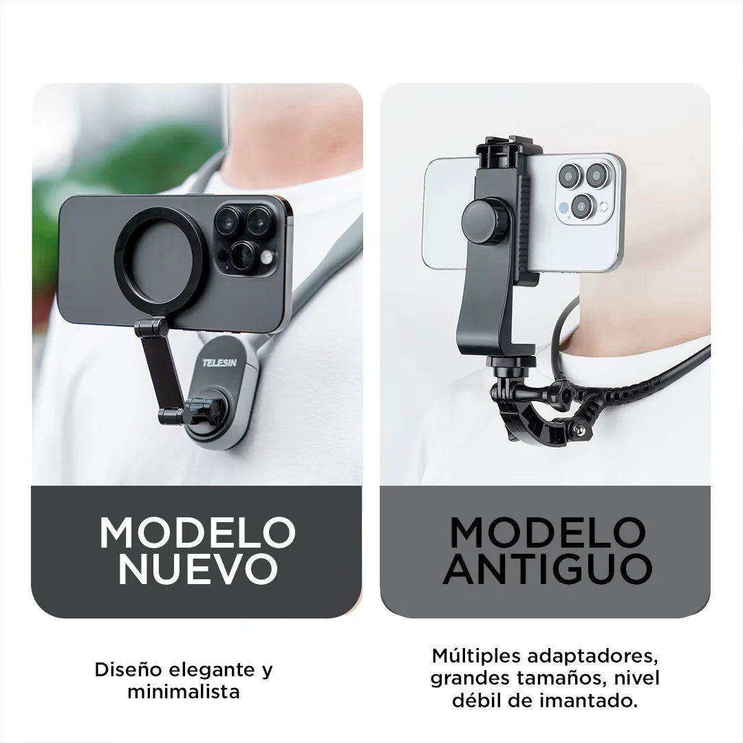 🧲 Soporte de Cuello Magnético POV – Manos Libres 360°