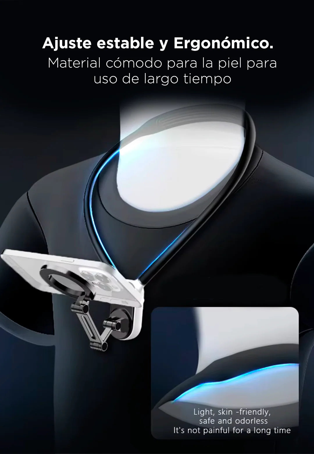 🧲 Soporte de Cuello Magnético POV – Manos Libres 360°